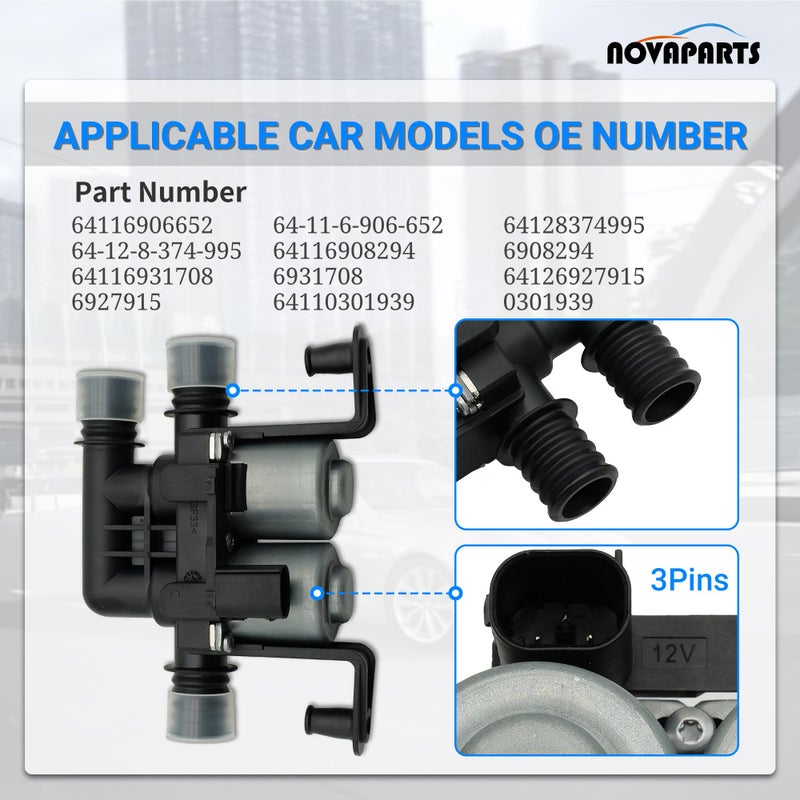 NOVAPARTS صمام تحكم سخان HVAC NOVAPARTS 64116906652 لسيارات BMW E60 535i E61 E63 E64 E65 E66 E53 525i 528i 530i 550i 645Ci 650i 745i 750i 760i M5 M6 Alpina لاند روفر رينج روفر سبورت 64128374995 - Image 2